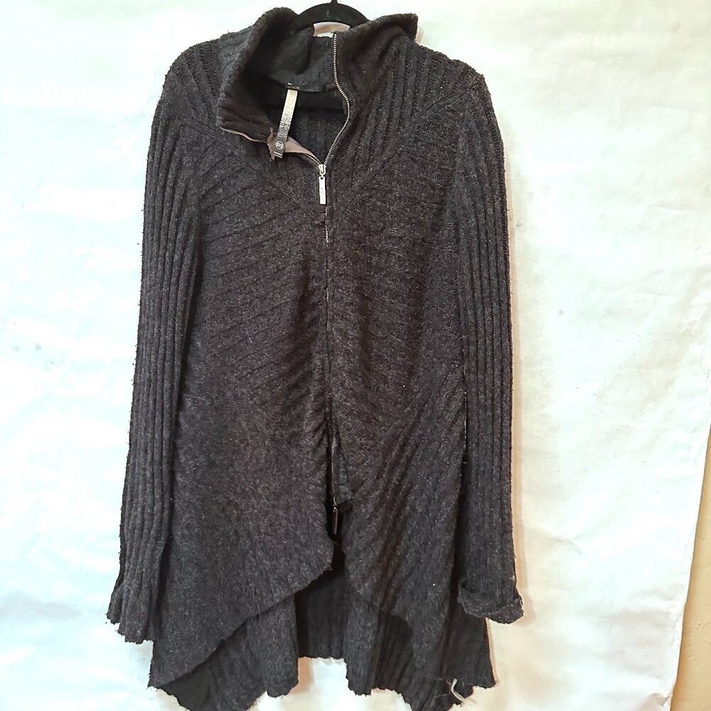 Y2k Vintage Kensie Lagenlook Gray Cozy Long Cardigan Sweater Size Medium